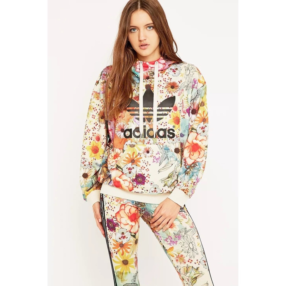 Adidas X Farm Floral Trefoil French Terry Long Sleeve Hoodie/Pant Size XS/S‎